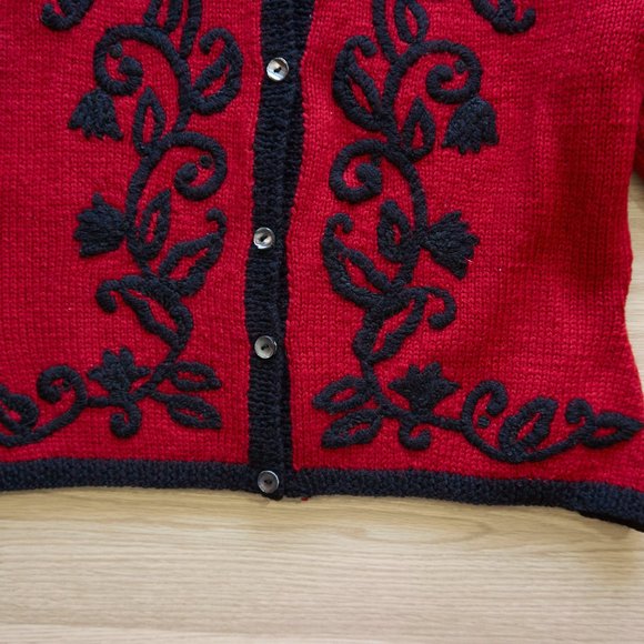 💥Vintage Charter Club Women's Wool Embroidered Sweater Cardigan 💥 - Picture 3 of 7